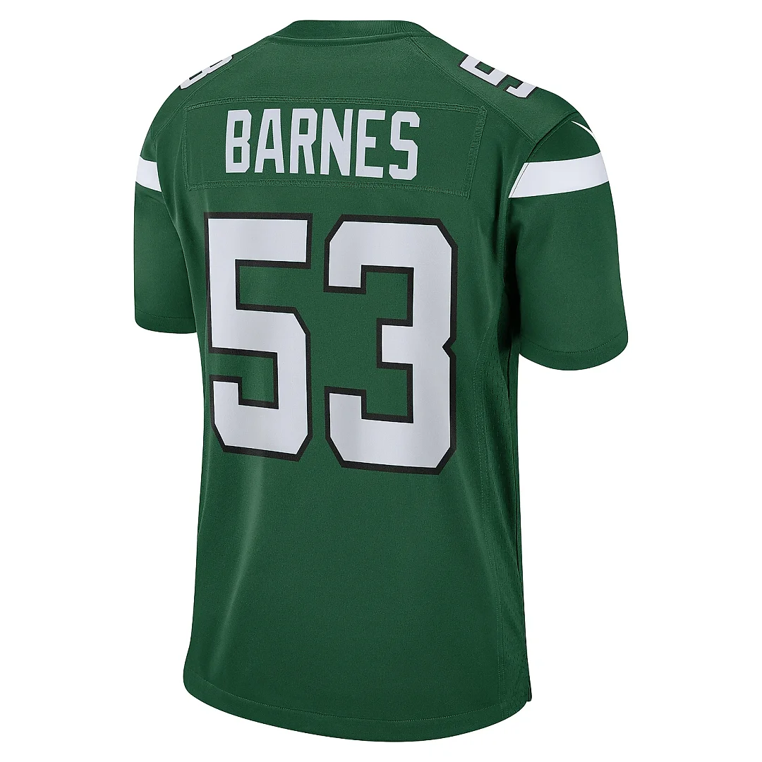 Zennovawear Men's New York Jets Zaire Barnes Gotham Green Game Jersey