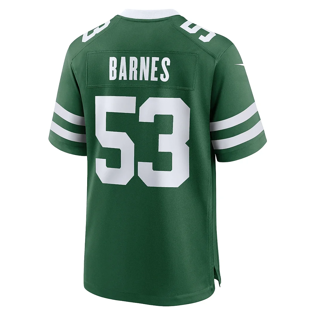 Zennovawear Men's New York Jets Zaire Barnes Legacy Green Team Game Jersey