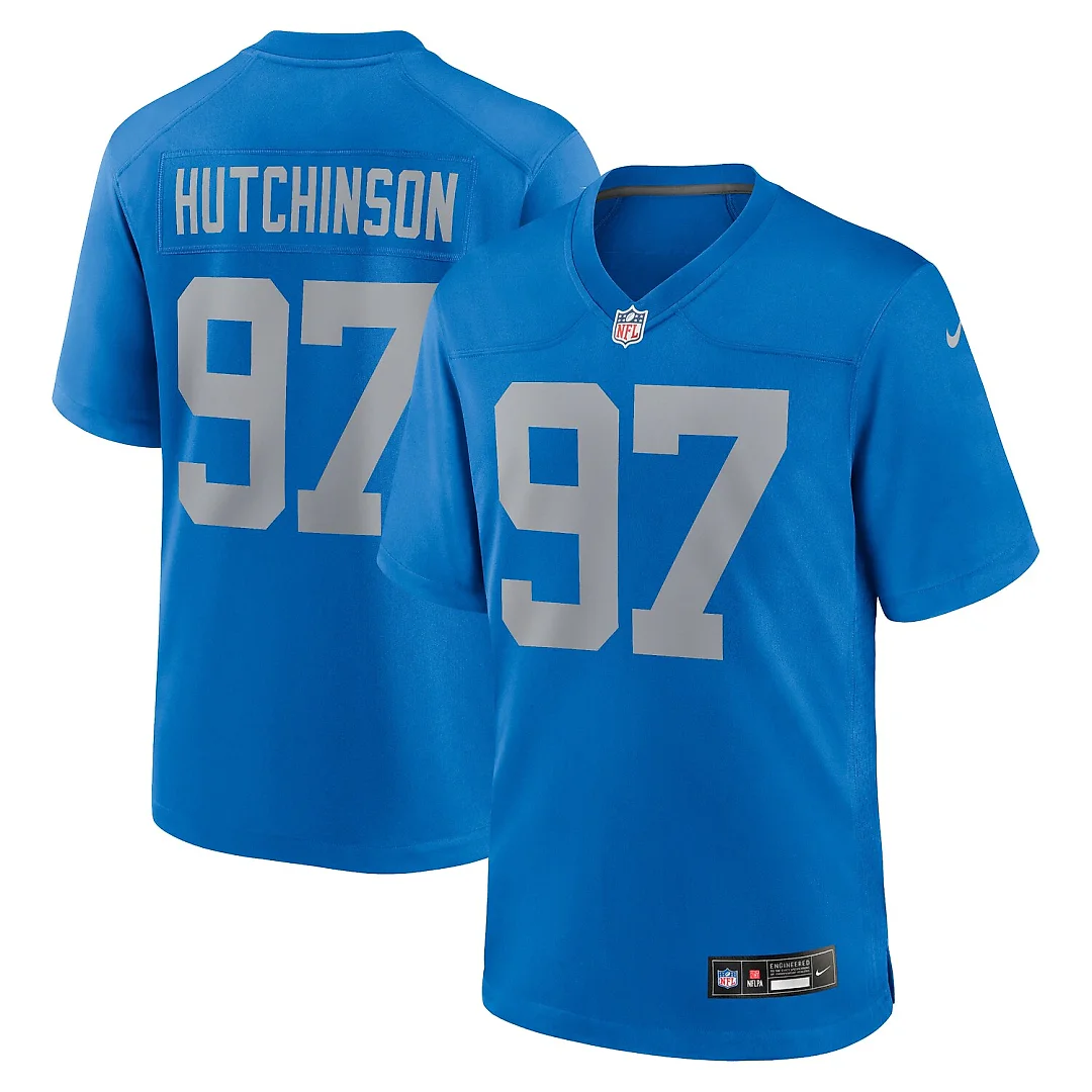 Zennovawear Aidan Hutchinson Detroit Lions Alternate Game Jersey - Blue