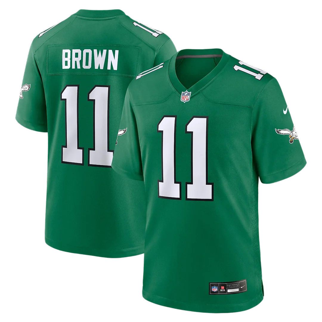Zennovawear A.J. Brown Philadelphia Eagles Alternate Game Player Jersey - Kelly Green
