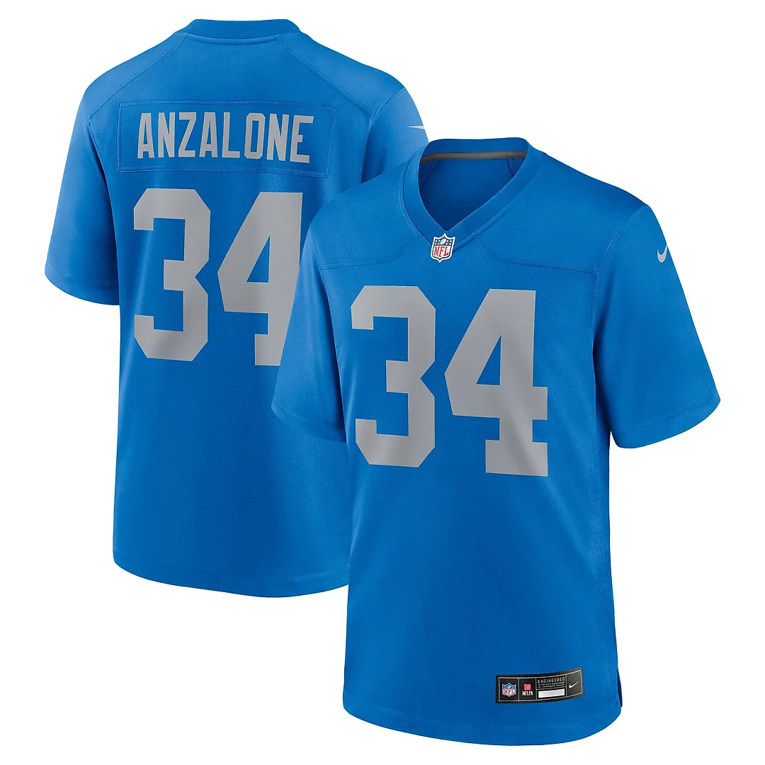 Zennovawear Alex Anzalone Detroit Lions Alternate Game Jersey - Blue