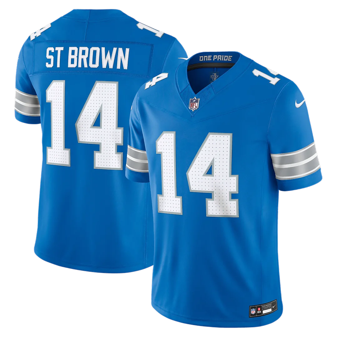 Zennovawear Amon-Ra St. Brown Detroit Lions Team Vapor FUSE. Stitched Limited Jersey - Blue