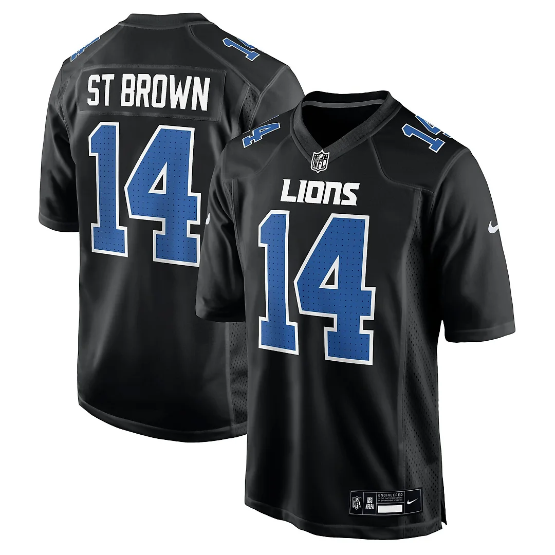 Zennovawear Amon-Ra St. Brown Detroit Lions Carbon Fashion Jersey - Carbon Black