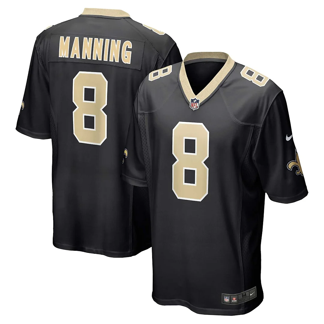 Zennovawear Archie Manning New Orleans Saints Retired Player Game Jersey - Black