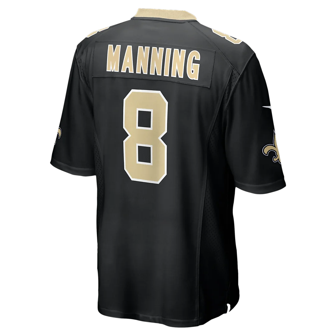 Zennovawear Archie Manning New Orleans Saints Game Retired Player Jersey - Black