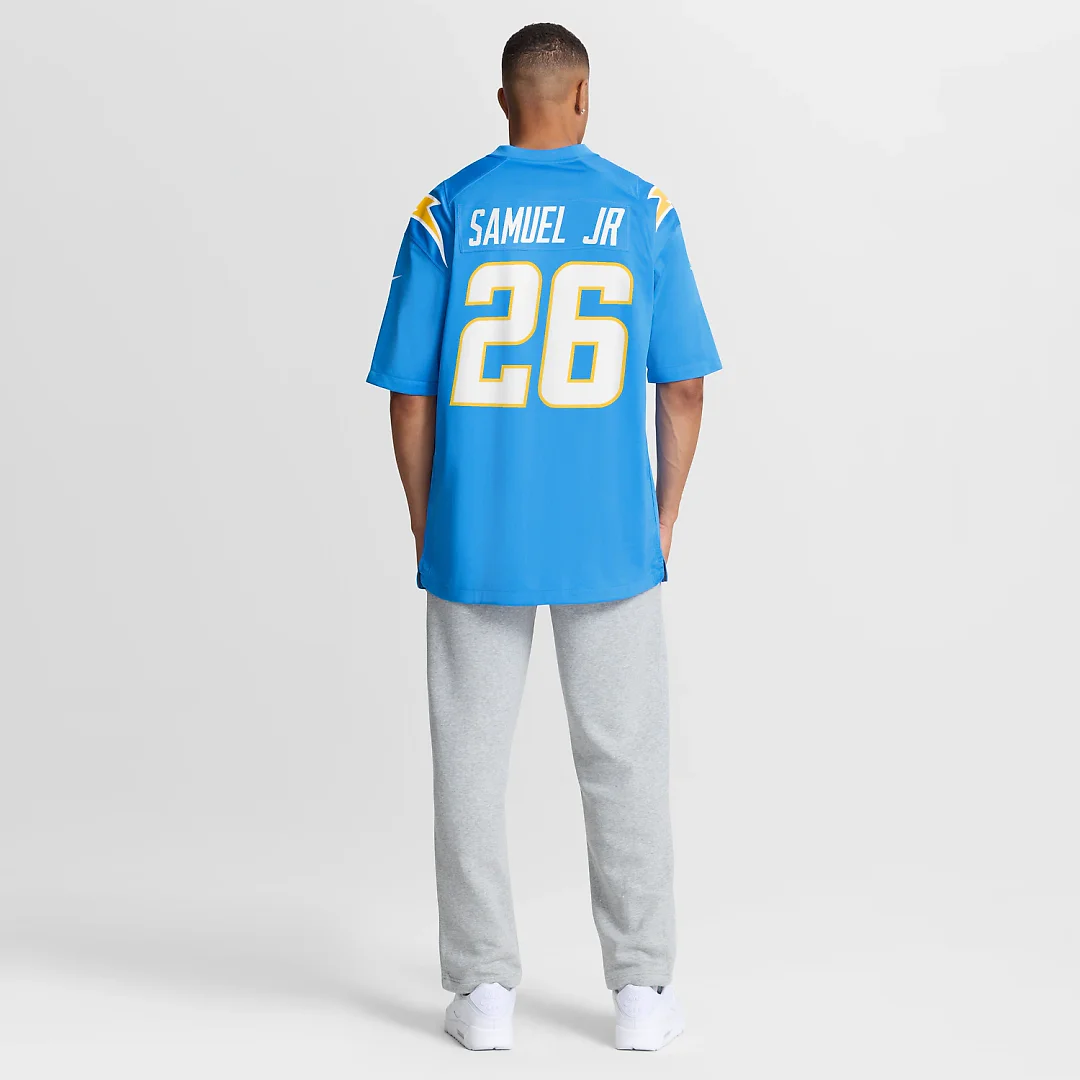 Zennovawear Asante Samuel Jr. Los Angeles Chargers Game Player Jersey - Powder Blue