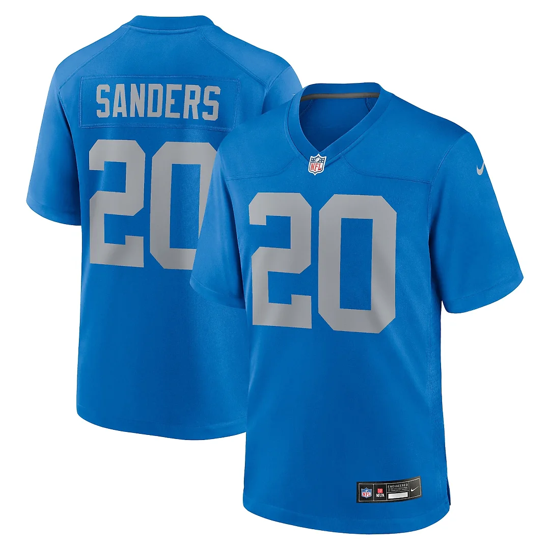 Zennovawear Barry Sanders Detroit Lions Alternate Game Jersey - Blue