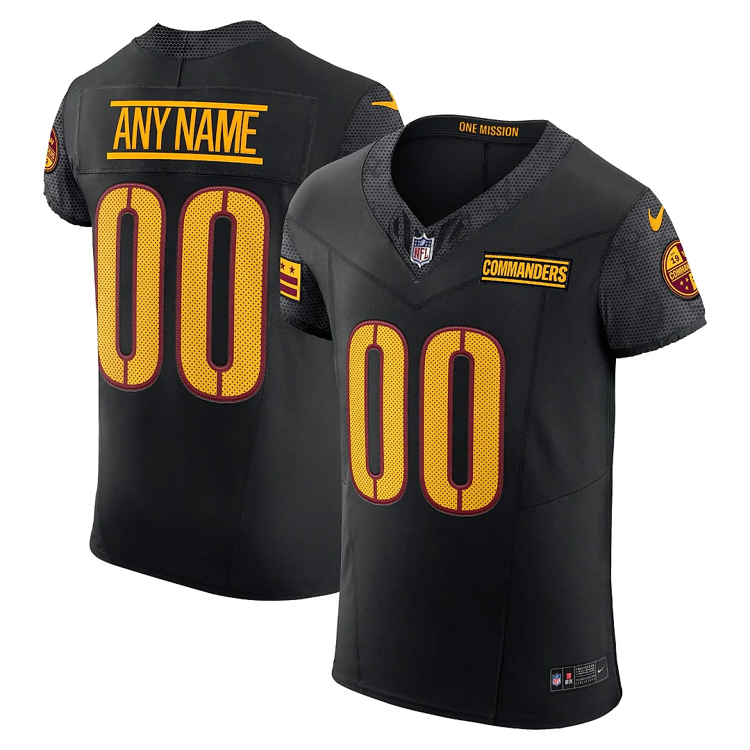 Zennovawear Washington Commanders Alternate Vapor FUSE. Elite Custom Jersey - Black