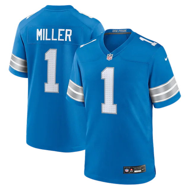 Zennovawear Blake Miller Detroit Lions 2026 NFL Draft First Round Pick No. 17 Team Game Jersey - Blue
