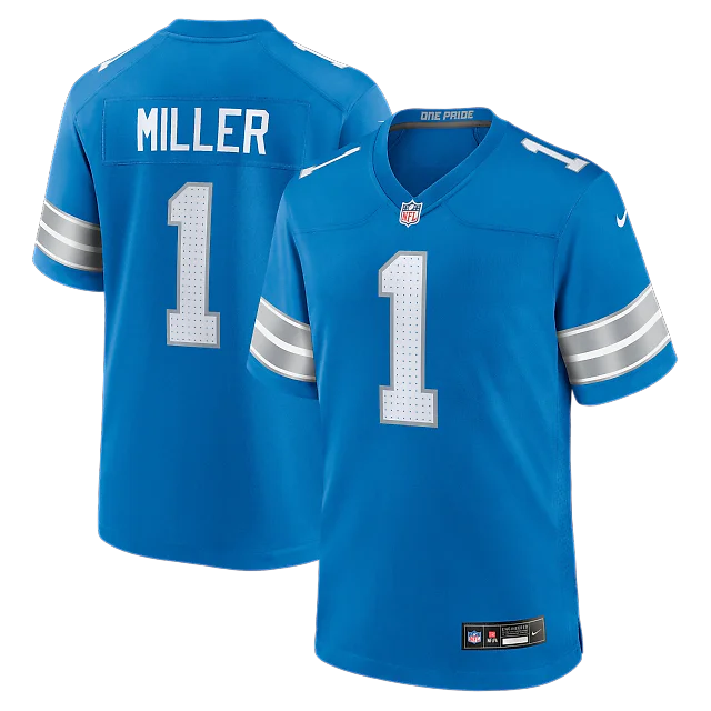 Zennovawear Blake Miller Detroit Lions 2026 NFL Draft First Round Pick No. 17 Team Game Jersey - Blue