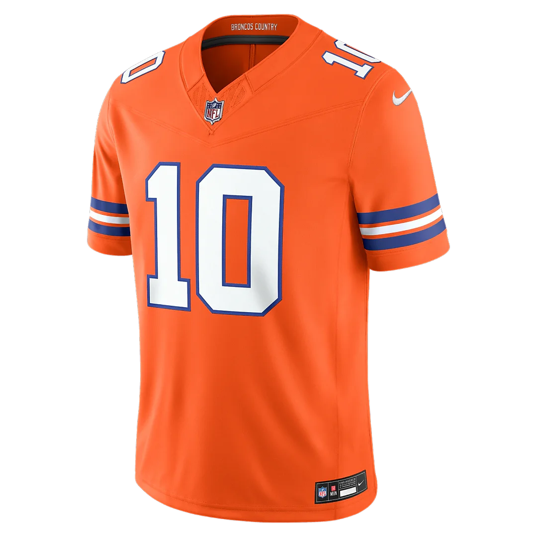 Zennovawear Bo Nix Denver Broncos Alternate Mile High Collection 1977 Throwback Vapor FUSE. Stitched Limited Jersey - Orange
