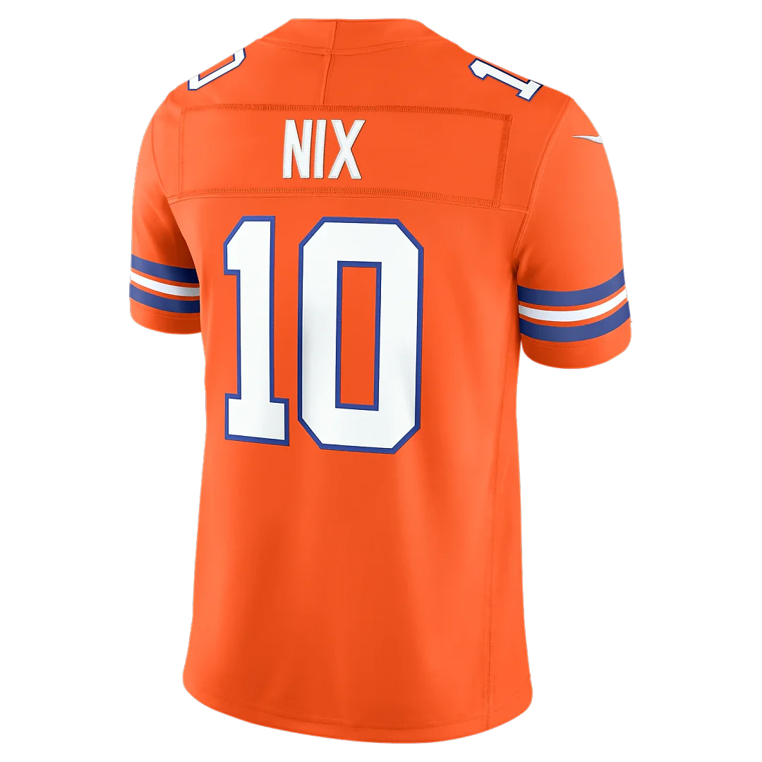 Zennovawear Bo Nix Denver Broncos Alternate Mile High Collection 1977 Throwback Vapor FUSE. Stitched Limited Jersey - Orange