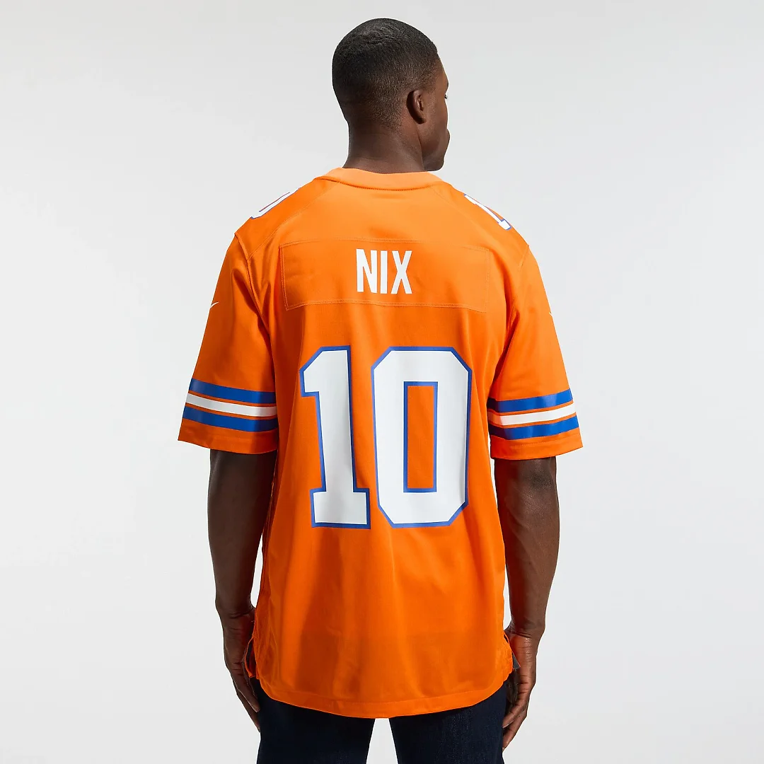 Zennovawear Bo Nix Denver Broncos Mile High Collection 1977 Throwback Player Game Jersey - Orange