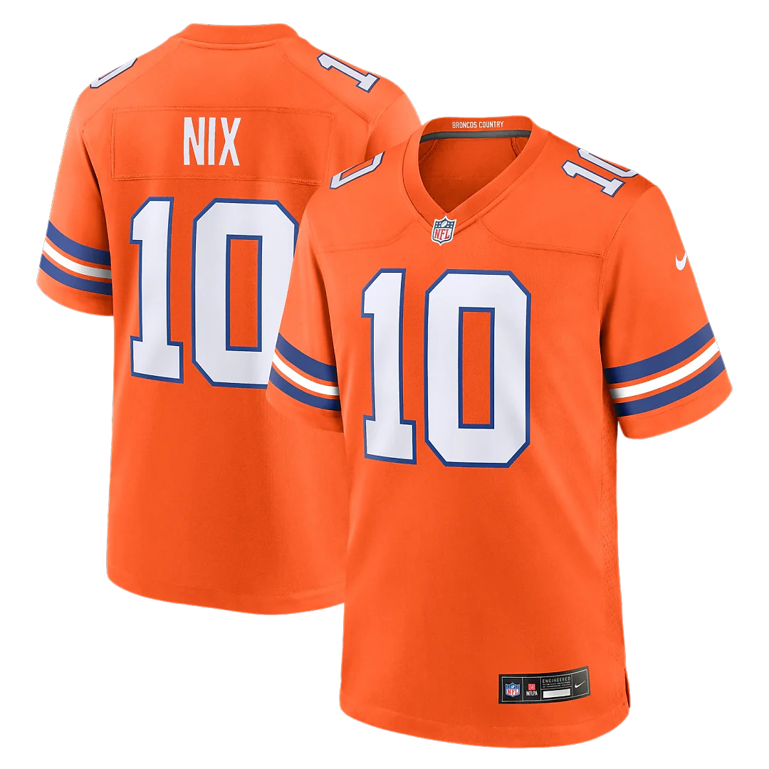Zennovawear Bo Nix Denver Broncos Mile High Collection 1977 Throwback Player Game Jersey - Orange