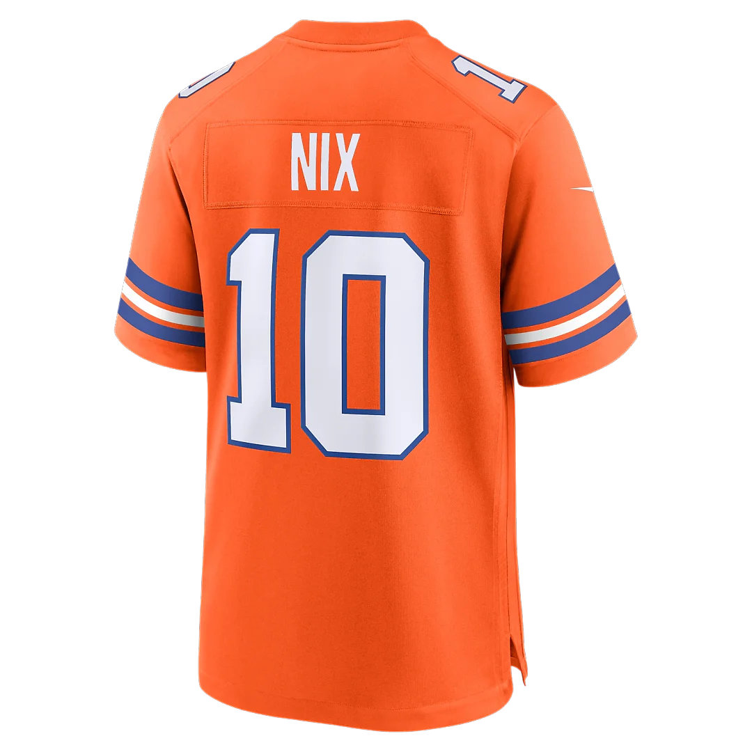 Zennovawear Bo Nix Denver Broncos Mile High Collection 1977 Throwback Player Game Jersey - Orange