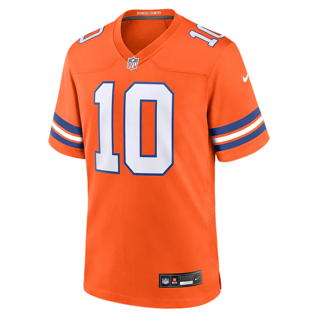 Zennovawear Bo Nix Denver Broncos Mile High Collection 1977 Throwback Player Game Jersey - Orange