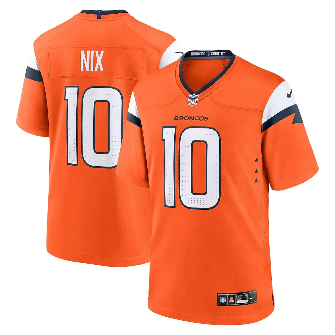 Zennovawear Bo Nix Denver Broncos Player Game Jersey - Orange