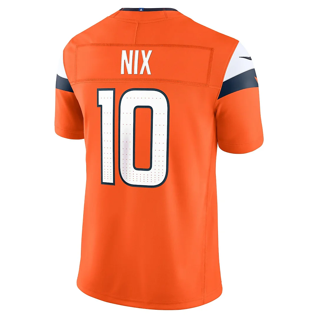 Zennovawear Bo Nix Denver Broncos Team Vapor FUSE. Stitched Limited Jersey - Orange