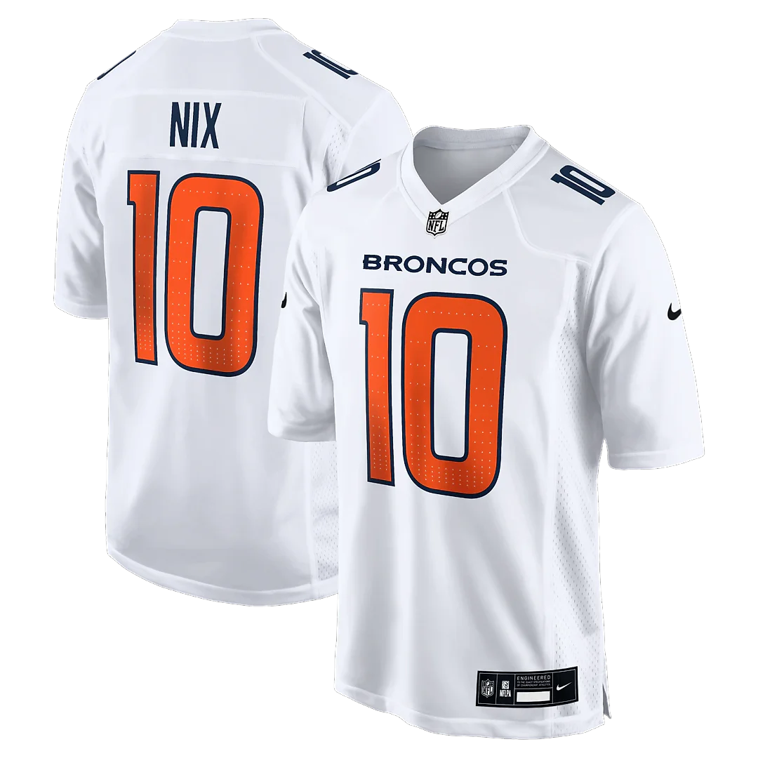 Zennovawear Bo Nix Denver Broncos Tundra Fashion Game Jersey - White
