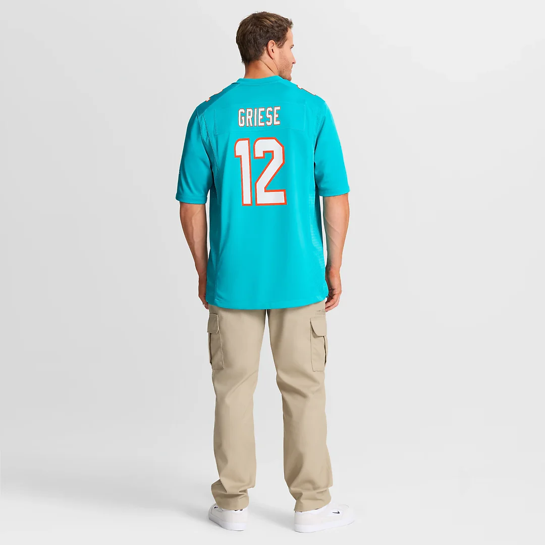 Zennovawear Bob Griese Miami Dolphins Game Retired Player Jersey - Aqua