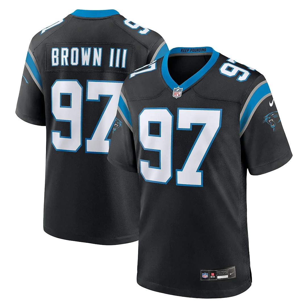 Zennovawear Bobby Brown III Carolina Panthers Team Game Jersey - Black