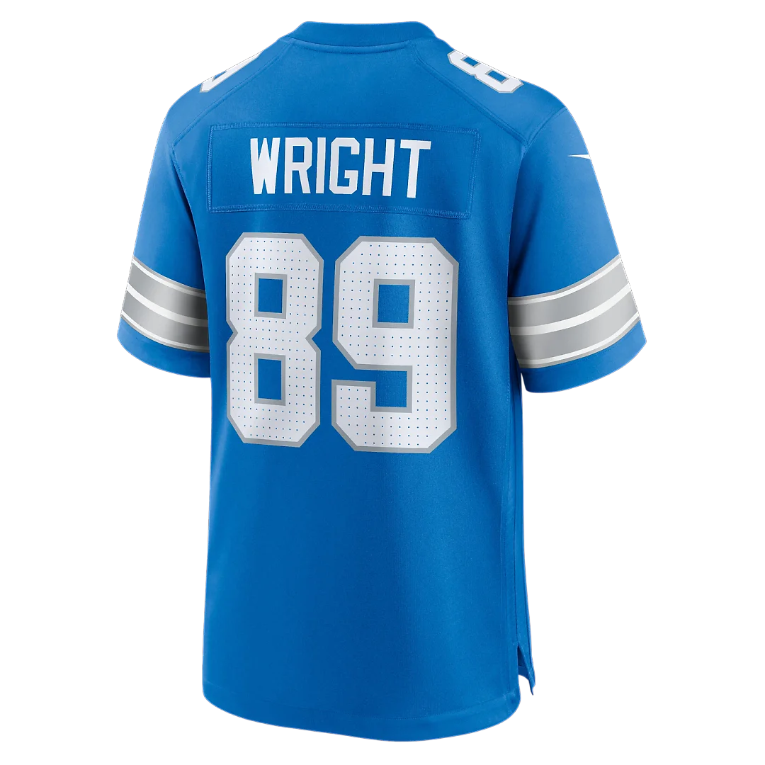 Zennovawear Brock Wright Detroit Lions Team Game Jersey - Blue