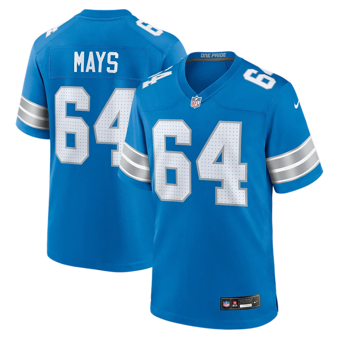 Zennovawear Cade Mays Detroit Lions Team Game Jersey - Blue