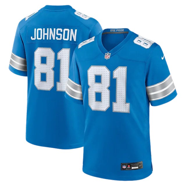 Zennovawear Calvin Johnson Detroit Lions Team Retired Game Jersey - Blue