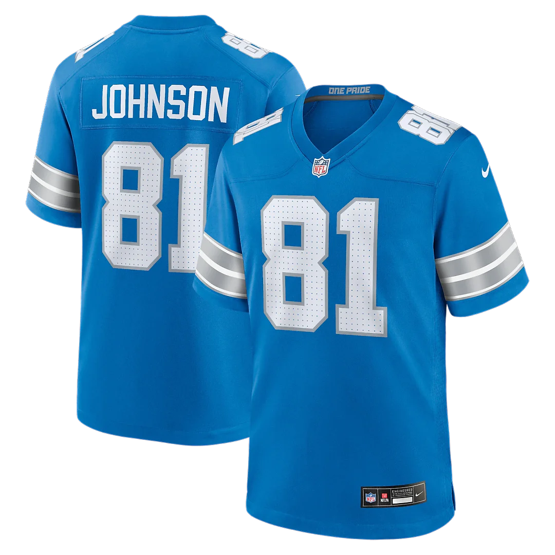 Zennovawear Calvin Johnson Detroit Lions Team Retired Game Jersey - Blue
