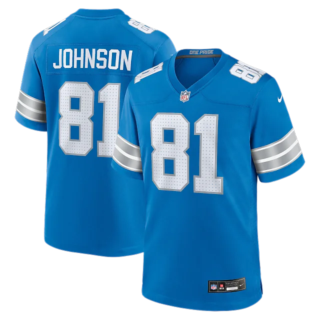 Zennovawear Calvin Johnson Detroit Lions Team Retired Game Jersey - Blue