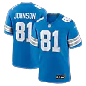 Zennovawear Calvin Johnson Detroit Lions Team Retired Game Jersey - Blue