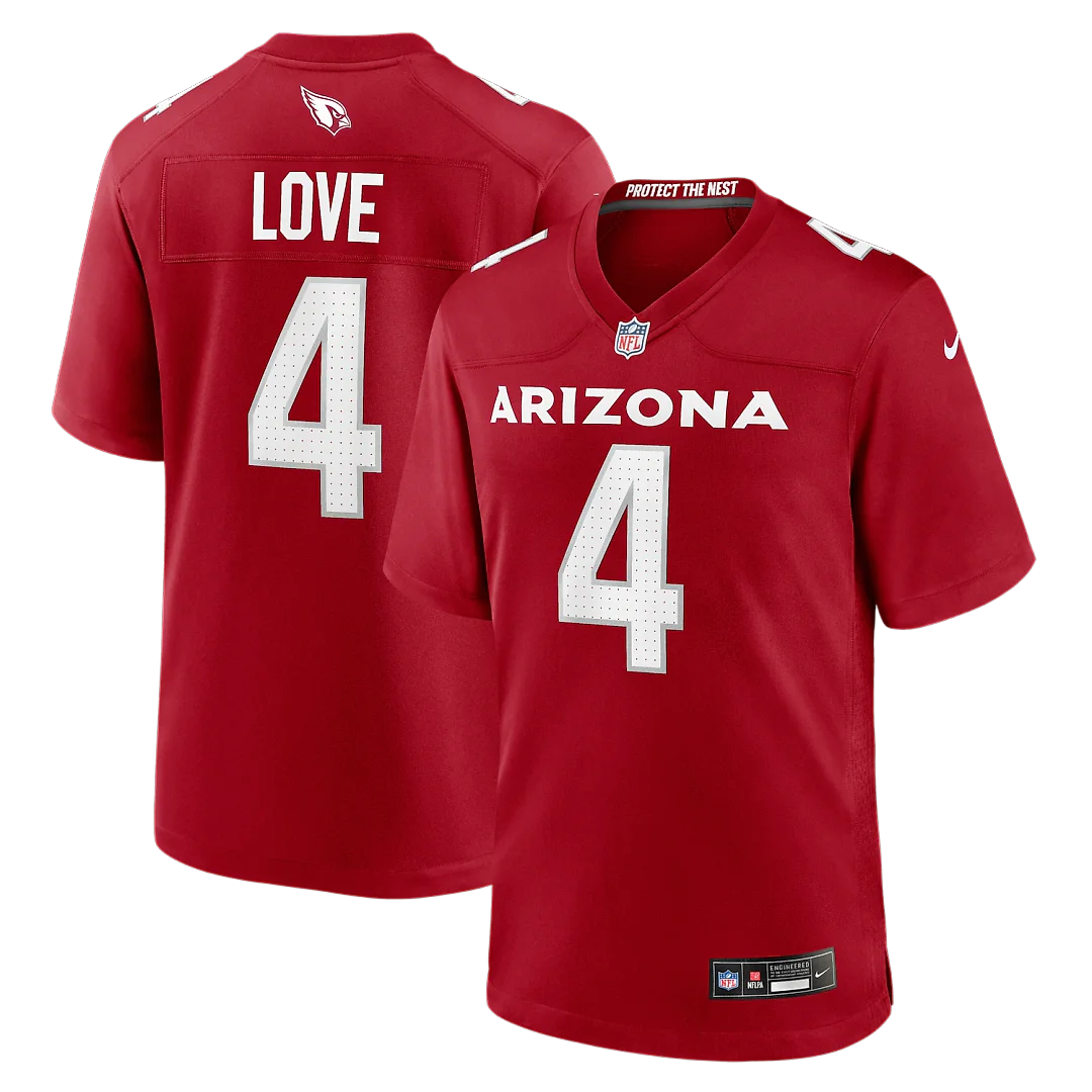 Zennovawear Jeremiyah Love Arizona Cardinals 2026 NFL Draft First Round Pick No. 3 Team Game Jersey - Cardinal