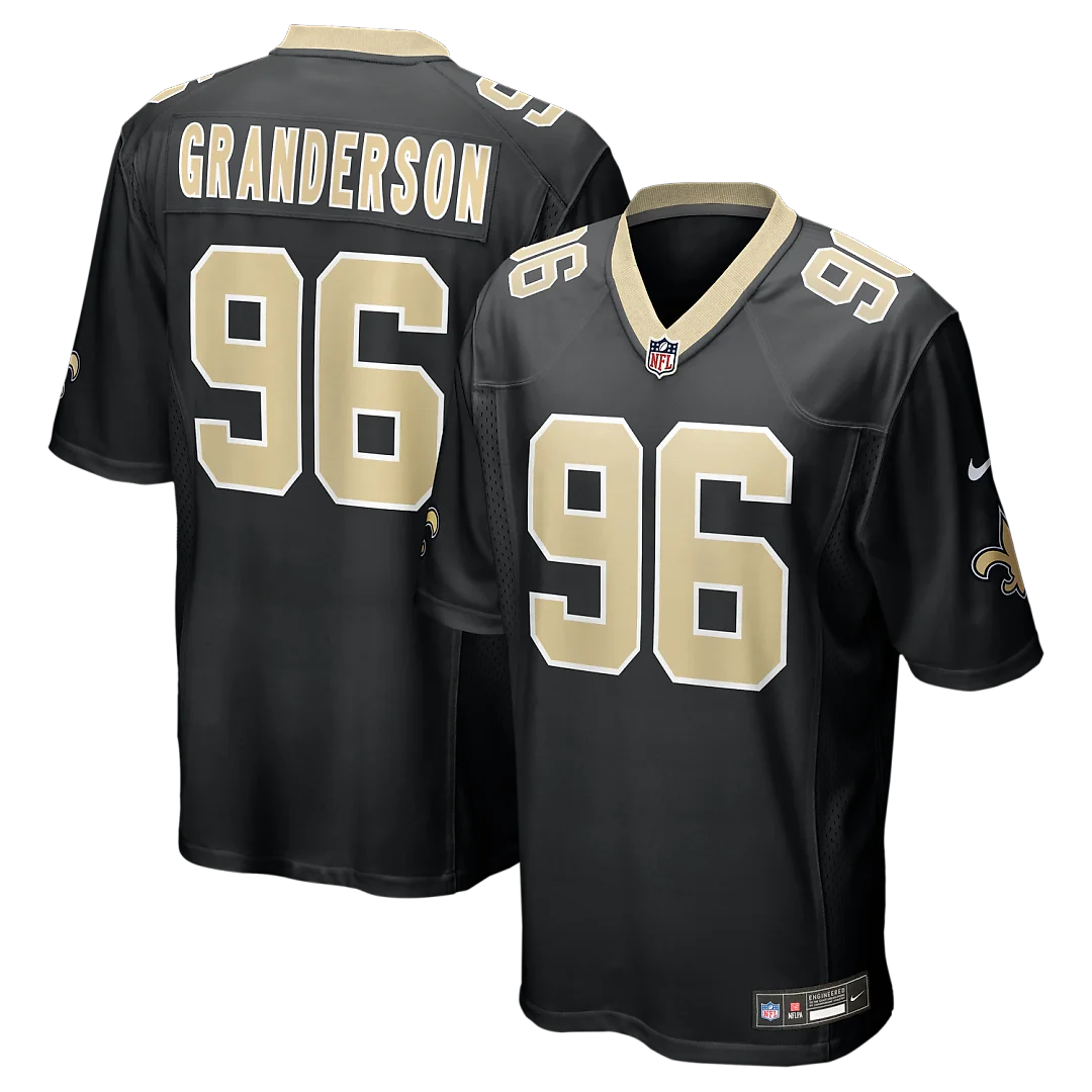 Zennovawear Carl Granderson New Orleans Saints Game Jersey - Black