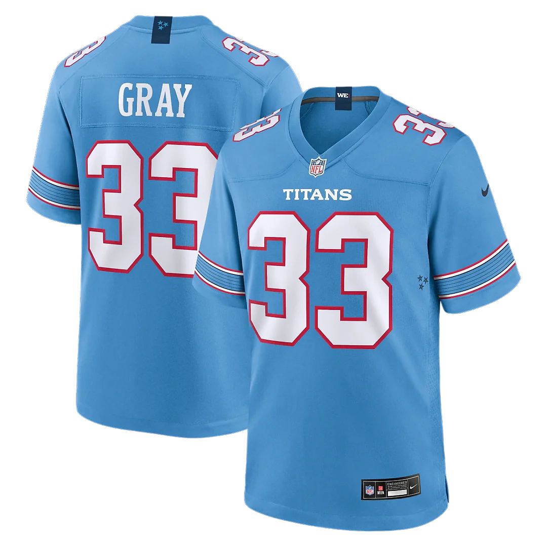 Zennovawear Cedric Gray Tennessee Titans Game Jersey - Light Blue