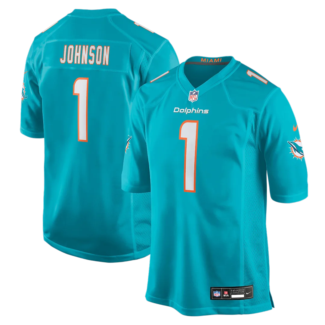 Zennovawear Chris Johnson Miami Dolphins 2026 NFL Draft First Round Pick No. 27 Team Game Jersey - Aqua