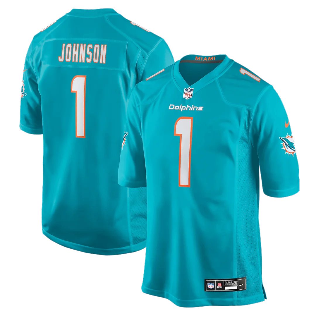 Zennovawear Chris Johnson Miami Dolphins 2026 NFL Draft First Round Pick No. 27 Team Game Jersey - Aqua