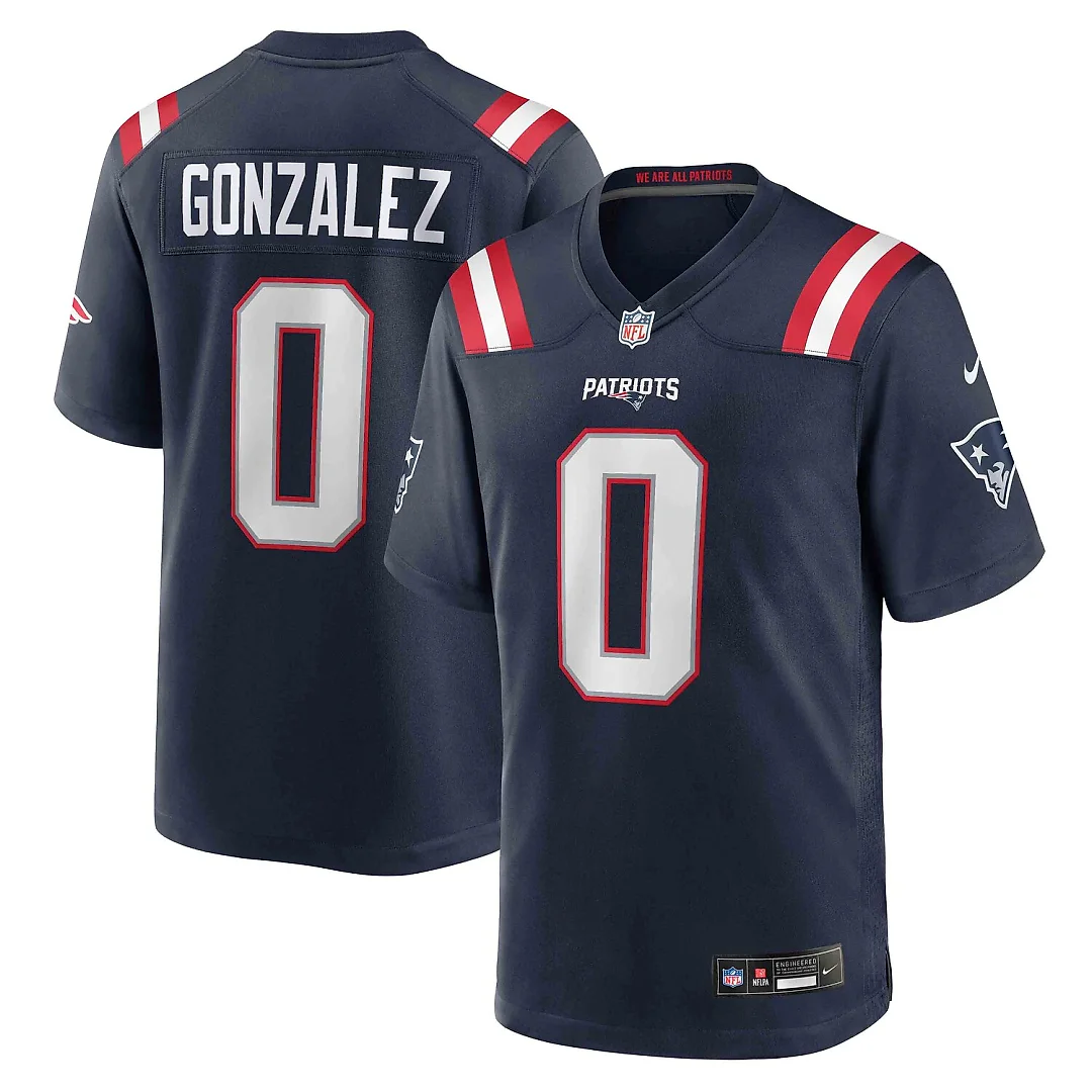 Zennovawear Christian Gonzalez New England Patriots Team Game Jersey - Navy