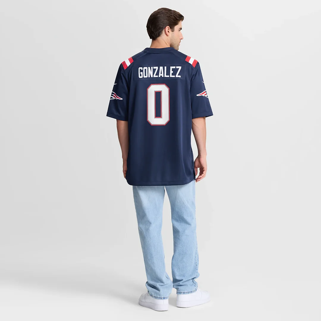 Zennovawear Christian Gonzalez New England Patriots Team Game Jersey - Navy
