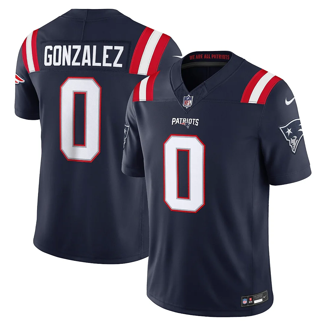Zennovawear Christian Gonzalez New England Patriots Team Vapor FUSE. Stitched Limited Jersey - Navy