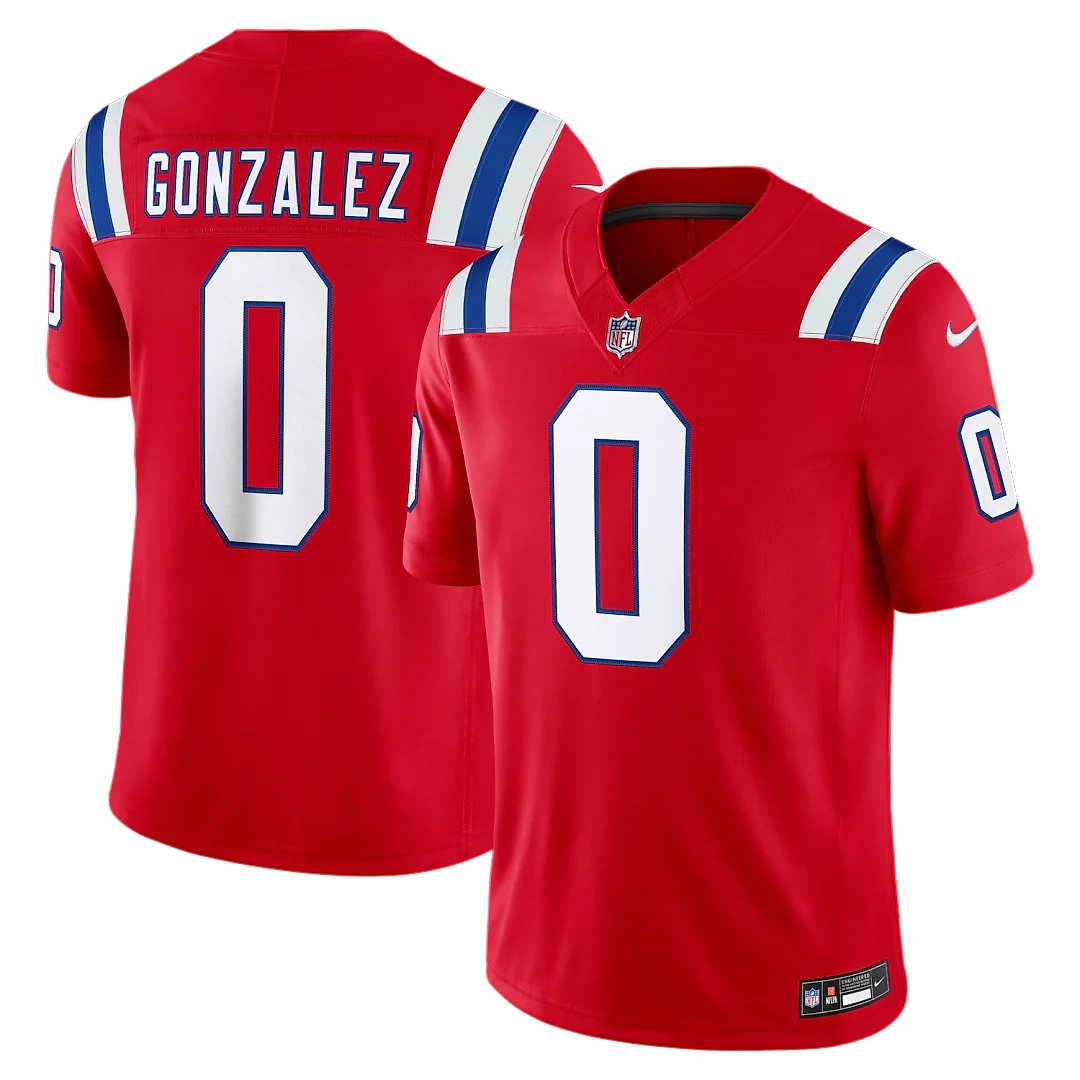 Zennovawear Christian Gonzalez New England Patriots Alternate Vapor FUSE. Stitched Limited Jersey - Red