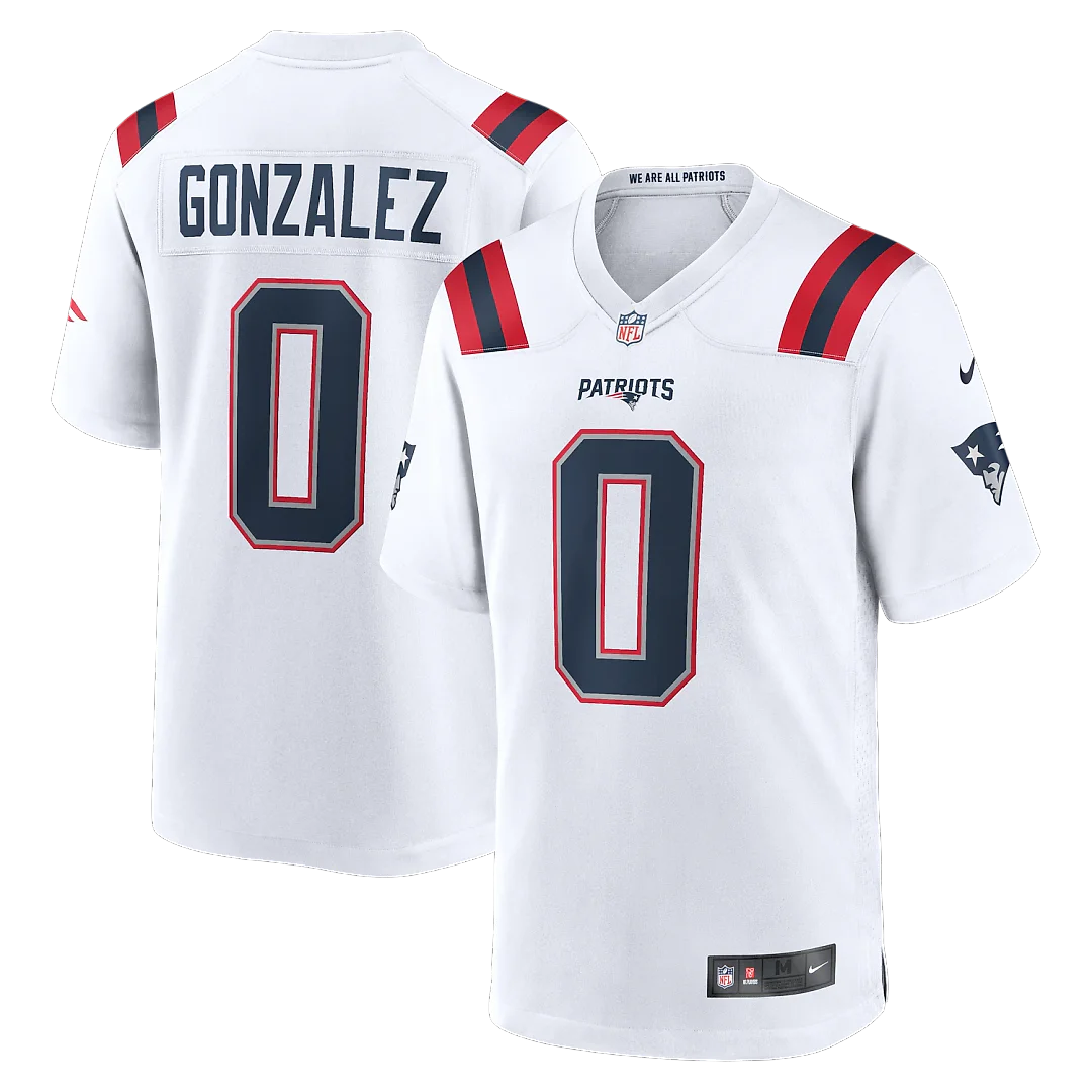 Zennovawear Christian Gonzalez New England Patriots Game Jersey - White
