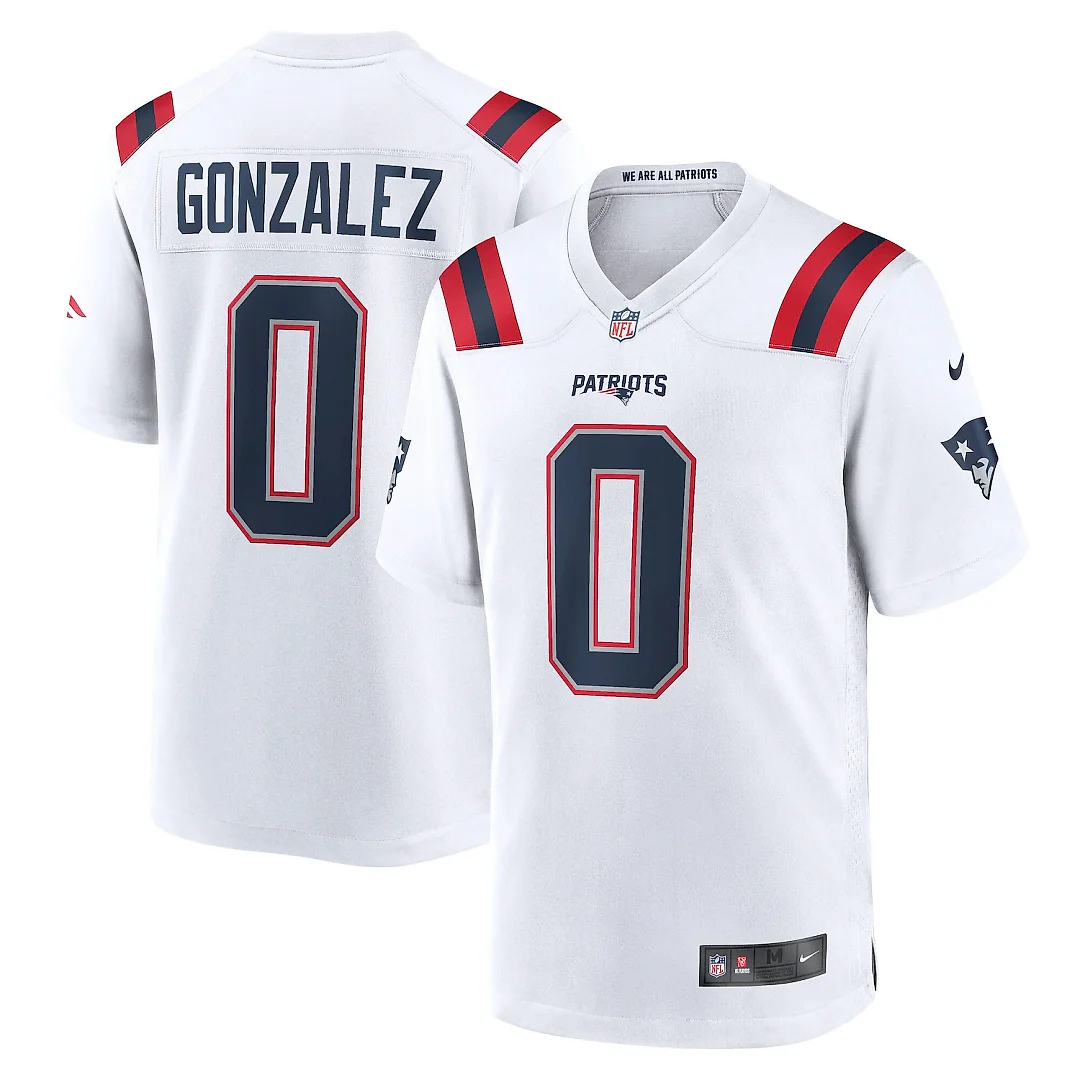 Zennovawear Christian Gonzalez New England Patriots Game Jersey - White