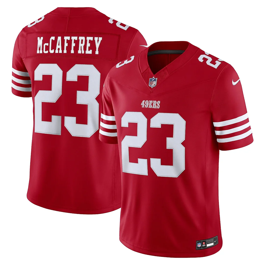 Zennovawear Christian McCaffrey San Francisco 49ers Team Vapor FUSE. Stitched Limited Jersey - Scarlet