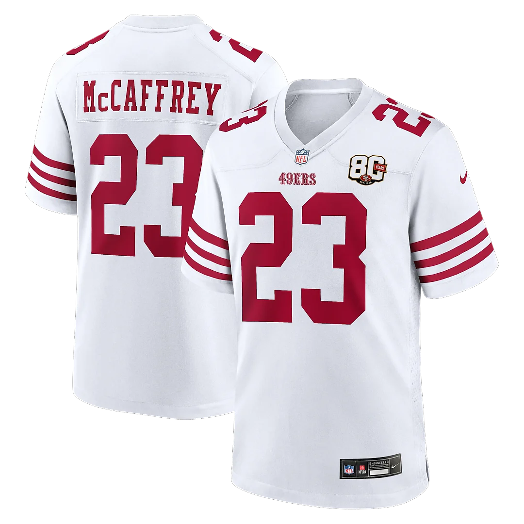 Zennovawear Christian McCaffrey San Francisco 49ers 80th Anniversary Game Jersey - White