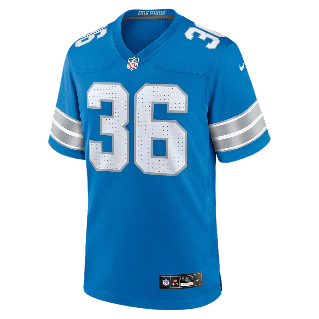 Zennovawear Chuck Clark Detroit Lions Team Game Jersey - Blue