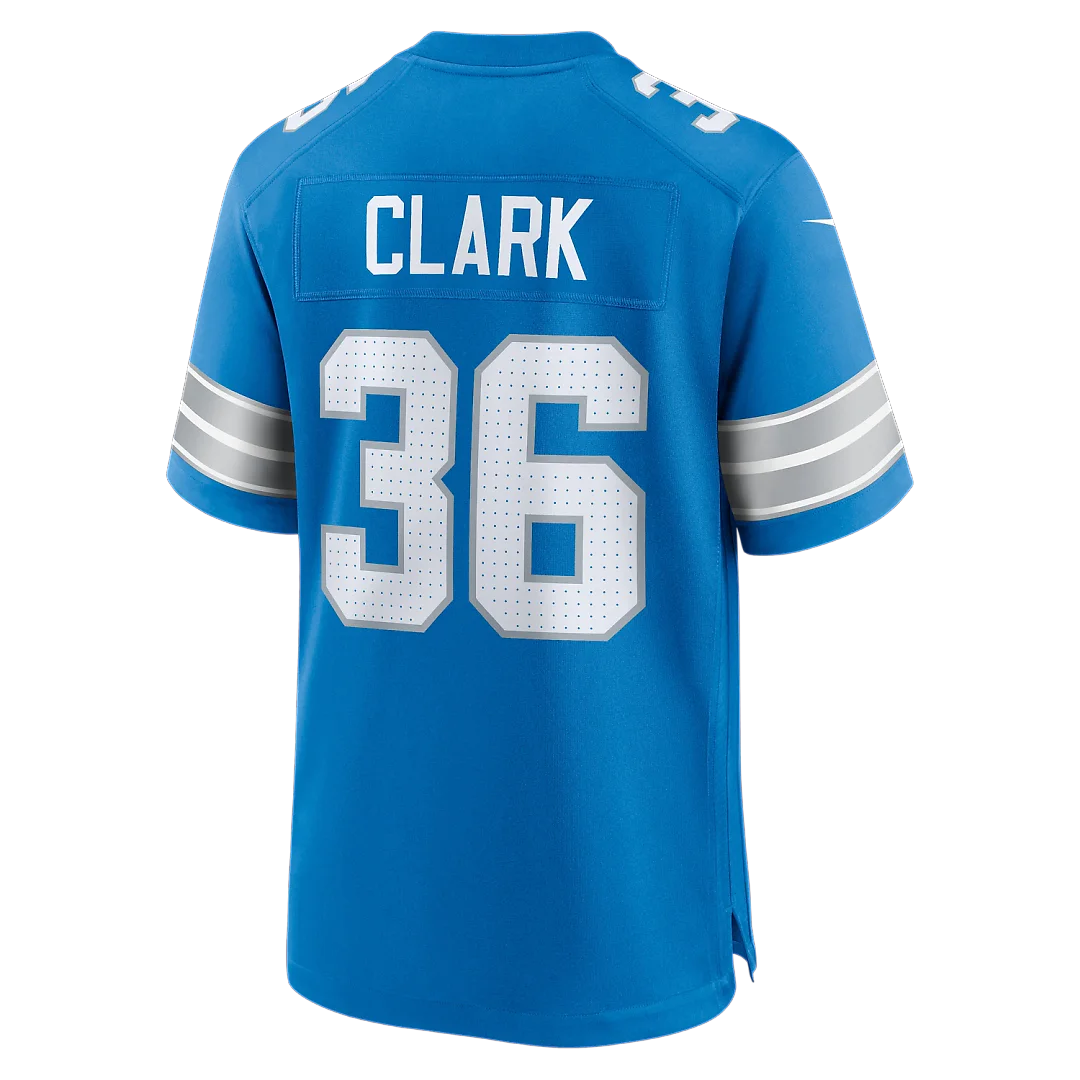 Zennovawear Chuck Clark Detroit Lions Team Game Jersey - Blue