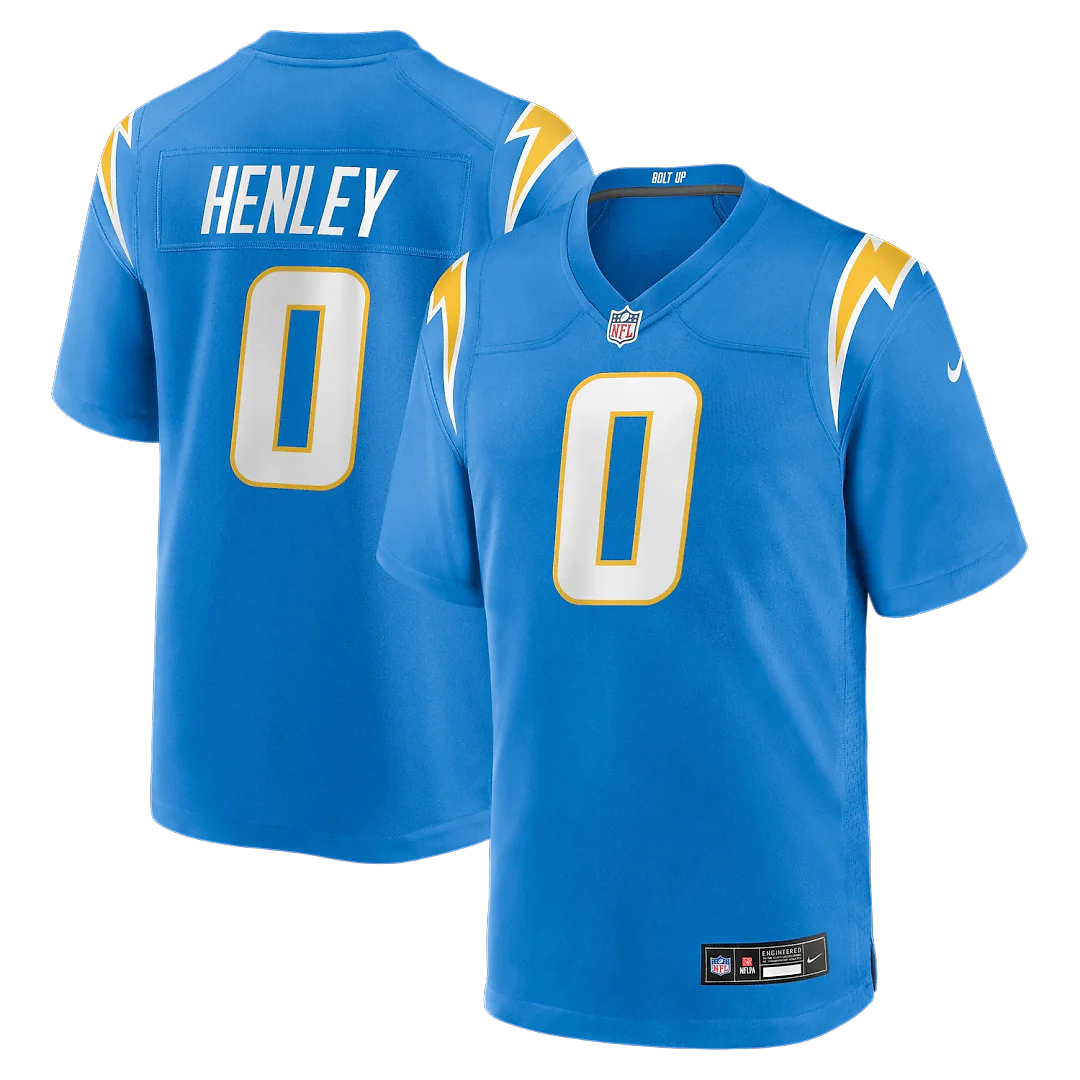 Zennovawear Daiyan Henley Los Angeles Chargers Team Game Jersey - Powder Blue