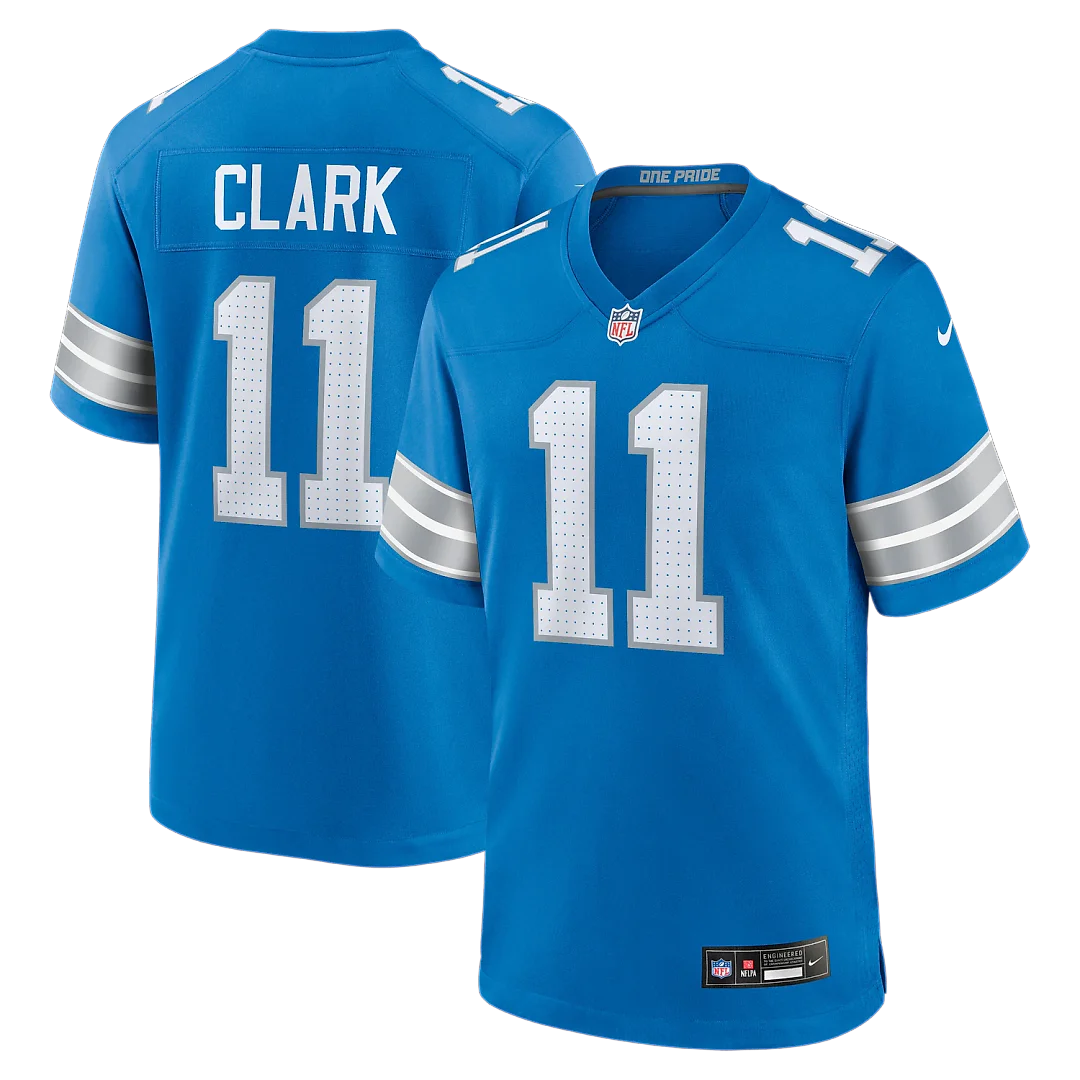 Zennovawear Damone Clark Detroit Lions Team Game Jersey - Blue
