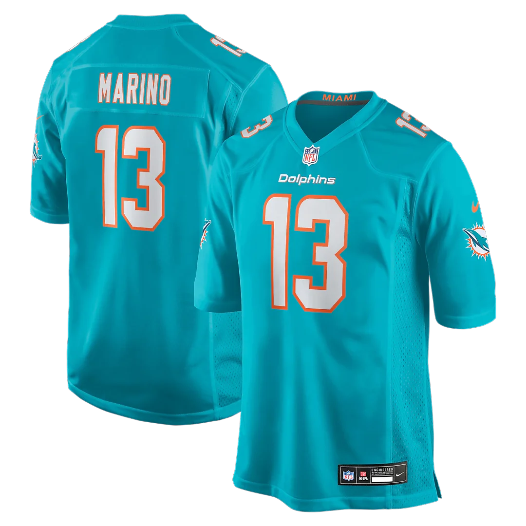 Zennovawear Dan Marino Miami Dolphins Game Retired Player Jersey - Aqua