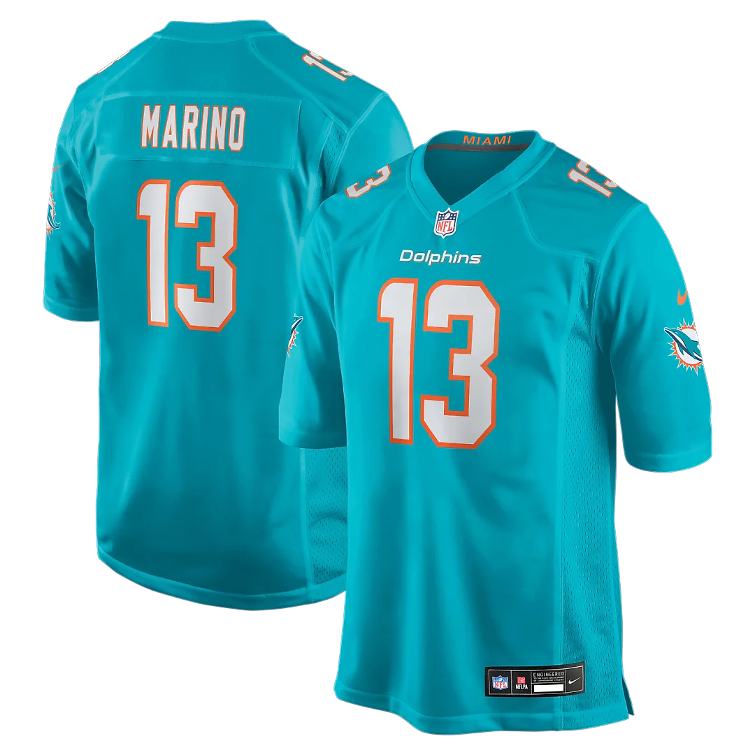 Zennovawear Dan Marino Miami Dolphins Game Retired Player Jersey - Aqua